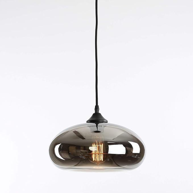 AAOTE Hanglamp Dia 7" Industriële Glazen Lampenkap Plafondlamp Armatuur Bolvormige Kroonluchter Verlichting voor Keuken Woonkamer (Lamp niet inbegrepen) (Rood)