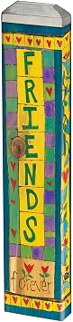 Studio M Art Pole, PVC Weather Resistant Pole with Vinyl Bowl 13 inches Tall Outdoor Decoration for Gardens, Patios, Yards, Landscaping and Birding Accessories, Friends Forever