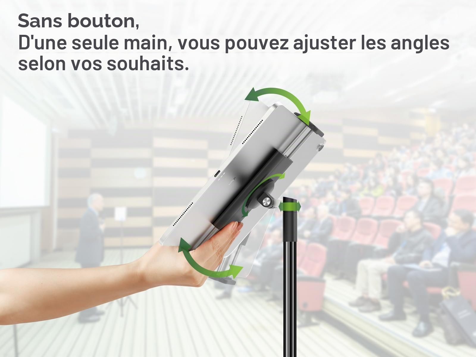 elitehood Support Tablette en Aluminium - Réglable en Hauteur jusqu'à 65" | Support tablette sur pied aluminium, hauteur réglable jusqu'à 65", compatible avec tous iPad (9,7-12,9") et iPhone (4,7-13")