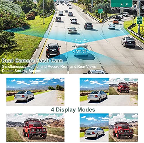 Dash Cam Front And Rear, Dash Camera For Cars 1080P Full Hd Dual Dash Cam 3" Ips Screen In Car Camera Front And Rear Night Vision,170°Wide Angle Motion Detection Parking Monitor G-Sensor(With Sd Card) #TOP4