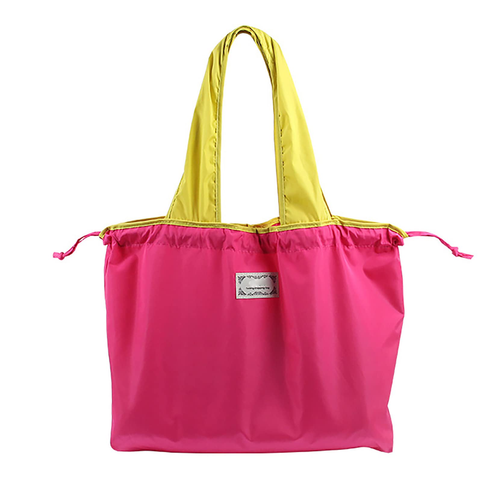 Fairnull Storage Bag Drawstring -slid Handle Shopping Bag Oxford Cloth Practical Large Capacity Shoulder Bag for Daily Use