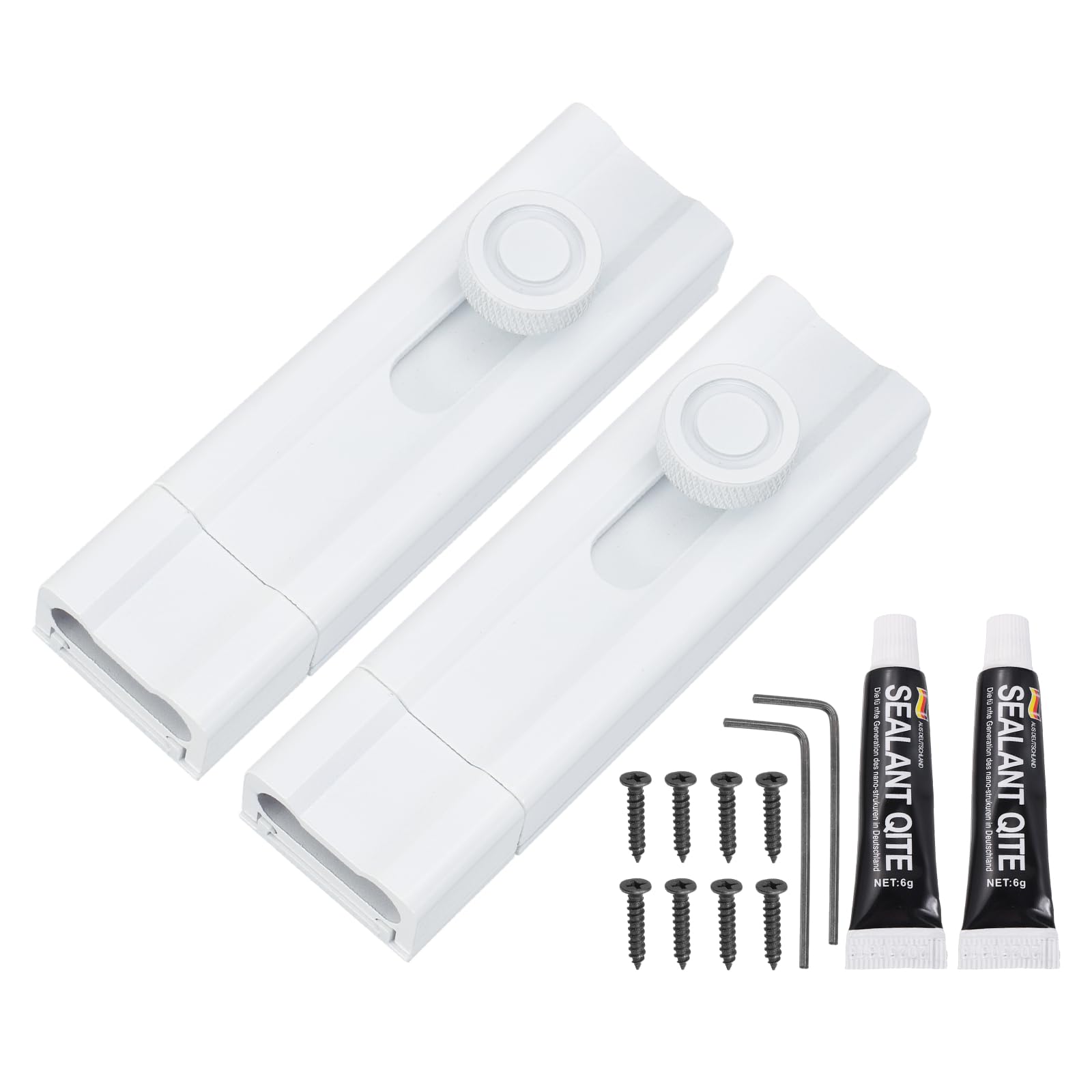 PATIKIL 2 Pcs Slide Barrel Bolt Latch Lock, 4" Adhesive Aluminum Alloy Security Slide Lock Heavy Duty Gate Hardware for Shed Barn Window Screen, White
