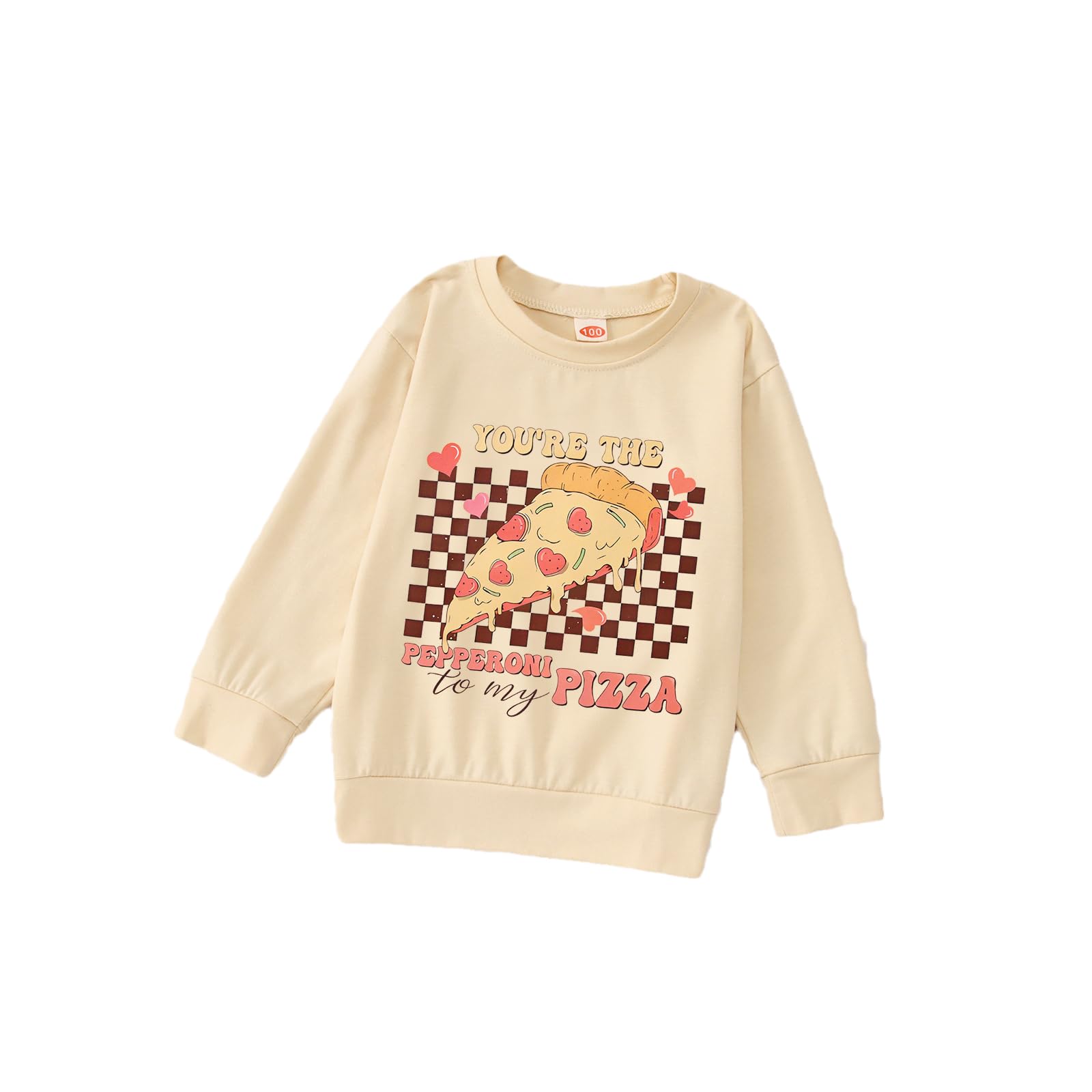 CM C&M WODRO Toddler Baby Girl Valentine's Day Sweatshirt Funny Pizza Love Print Outfit Long Sleeve Shirt Pullover Top