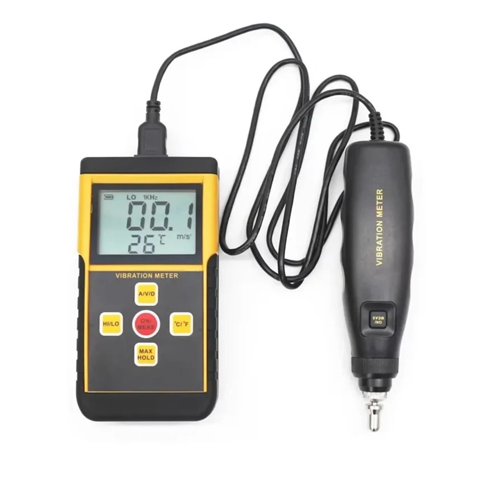 The TM63B Digital Portable Vibrometer Vibration Meter Measures Speed and Acceleration for Industrial Inspection