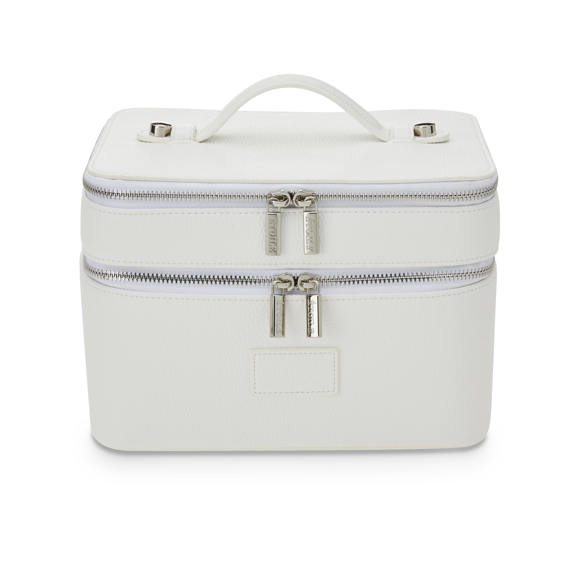 ETOILE - Duo Vanity Case Off White - Large Functional Travel Makeup Bag Organizer with Removable Divider & Mirror