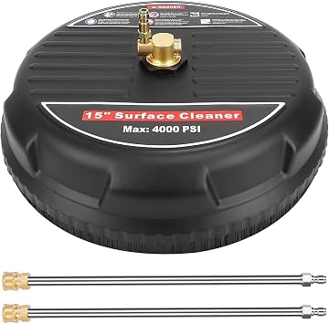 15" 4000 PSI Pressure Washer Surface Cleaner with Dual Rotating High Pressure Jets, 2 Extension Wand, 1/4 Quick Connector, 10X Faster Cleaning