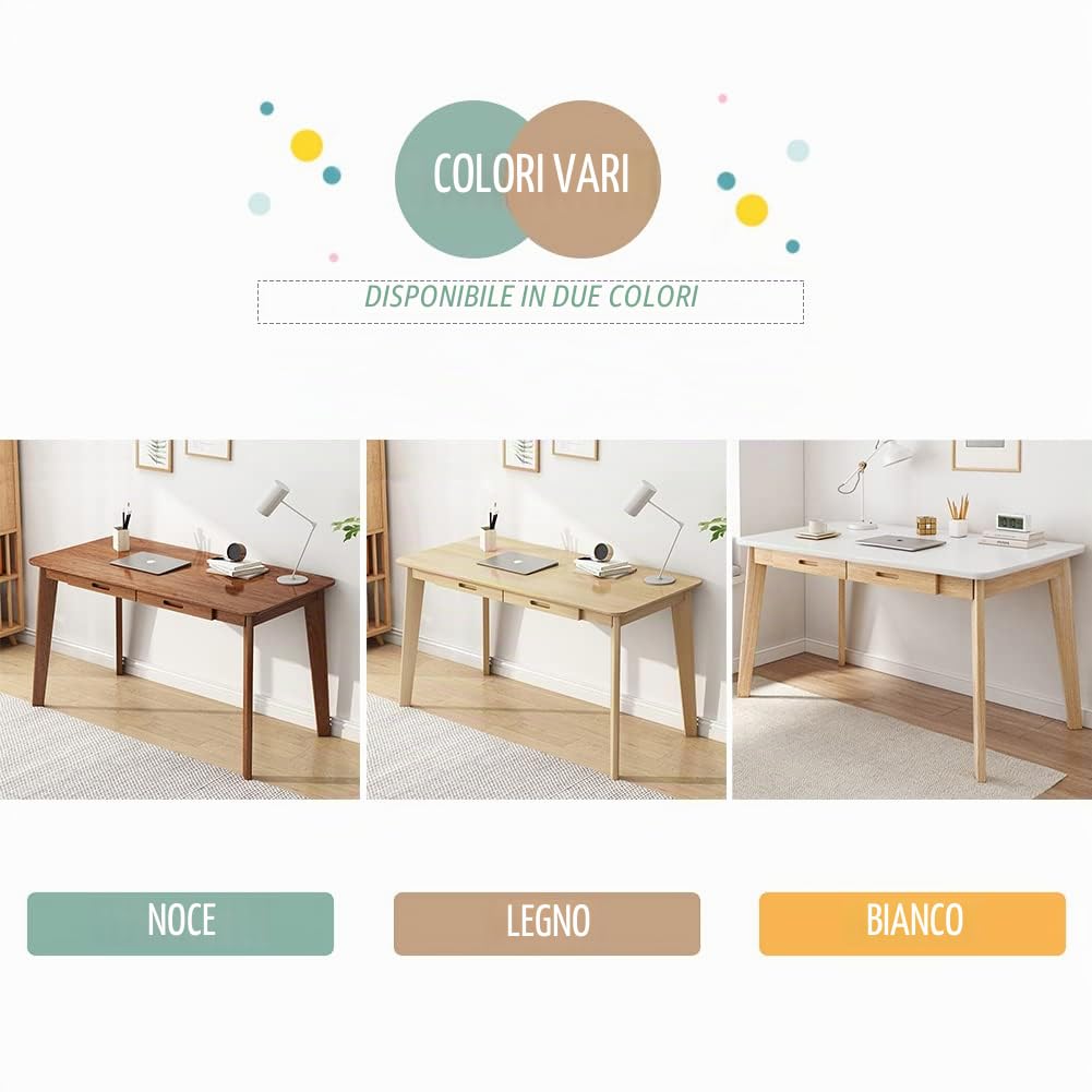 IOTXY Scrivania piccola in legno con cassetti, 120 cm | noce, per studio, camera da letto, soggiorno, ufficio domestico, stile moderno