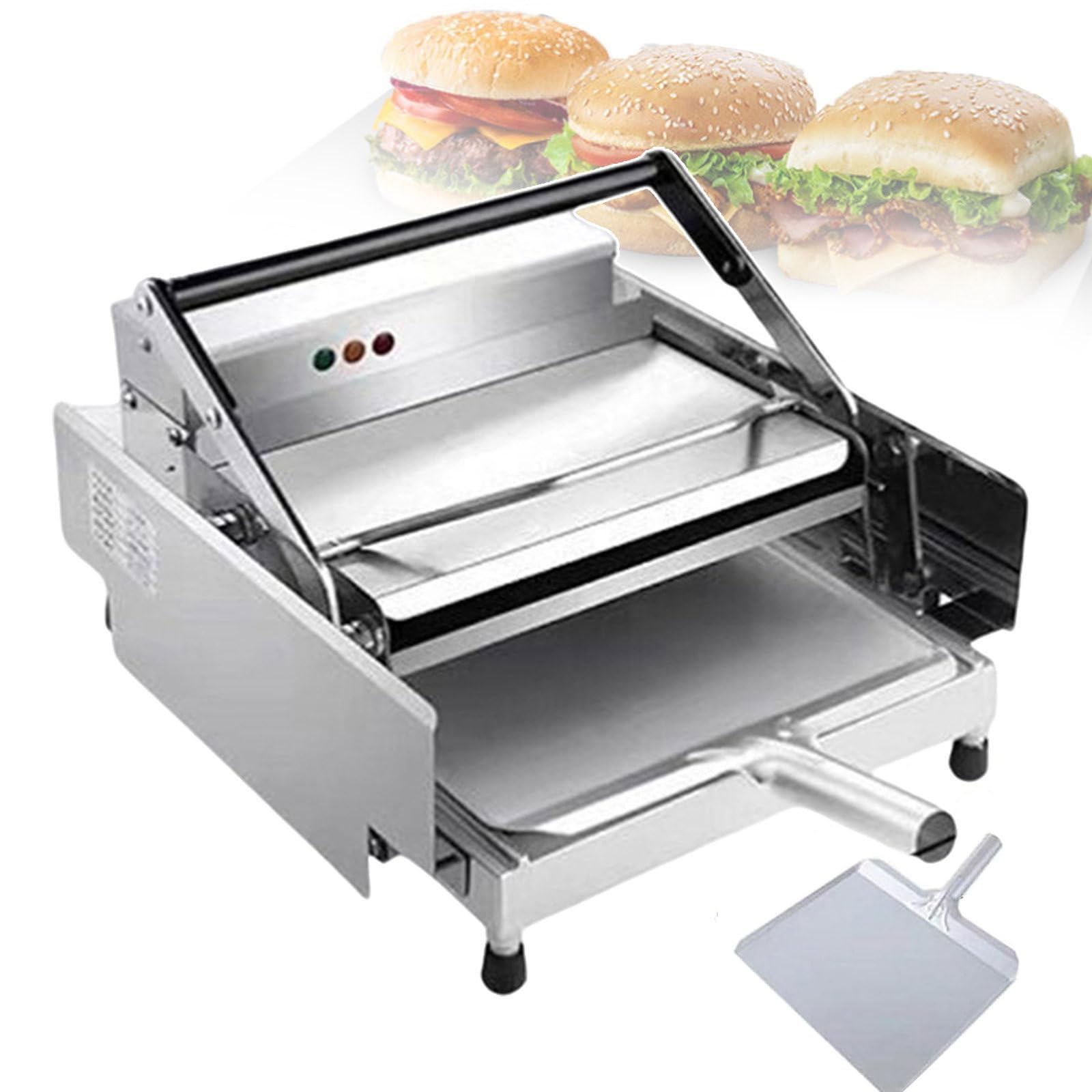 Komercyjny elektryczny toster hamburgerów,timer 0~3min 50-300℃,dla piekarni | Maszyna pieczenia hamburgerów mocy,dwuwarstwowe ogrzewanie,kontrola termostatyczna,nieprzywierającpłyta pieczenia(Small)
