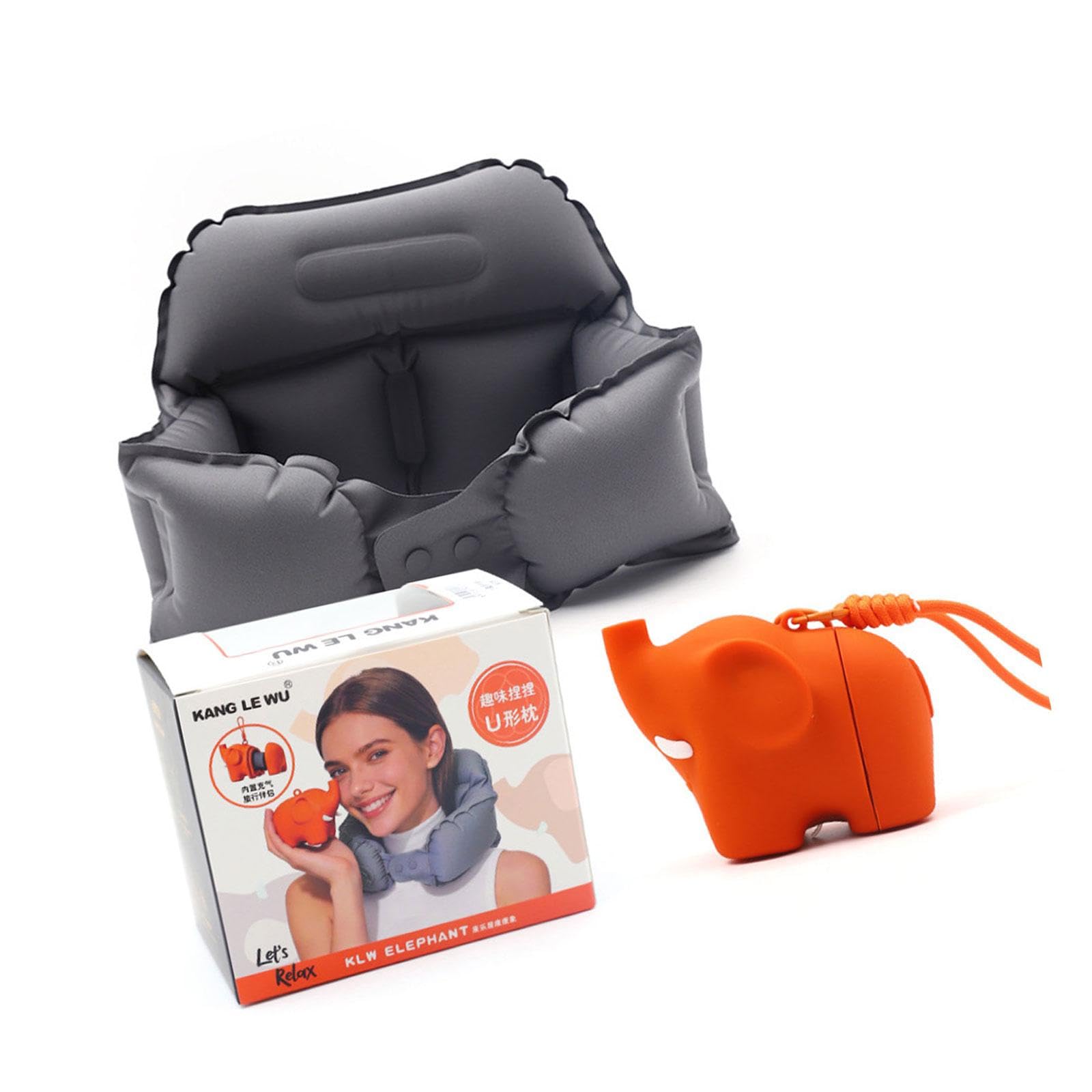 Whoasyst U Shape Neck Pillow Easy to Inflatable and Fold for Long Flight and Trip Offices Sleep Neck Supporterow