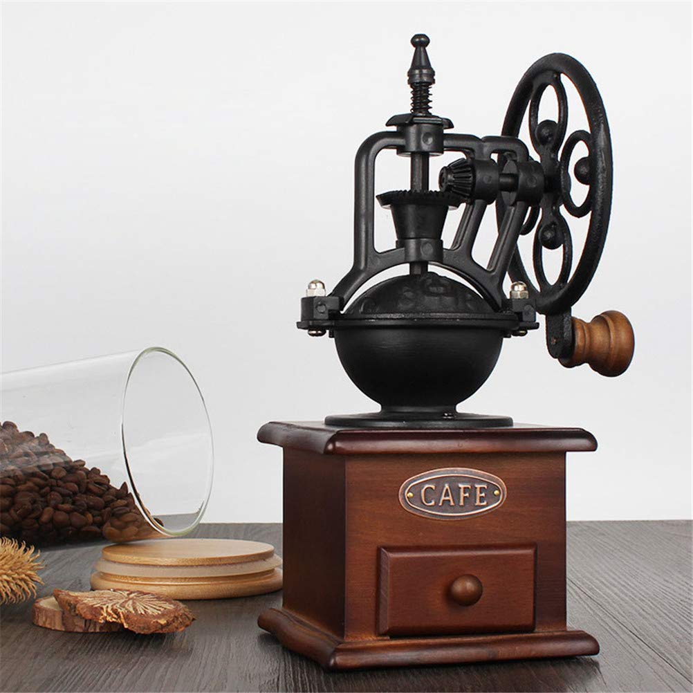 LBCD Macinacaffè manuale in legno stile vintage macchina per spezie con nucleo in ceramica macinazione mini chicchi da cucina spezie noci semi di caffè a mano chicco di caffè