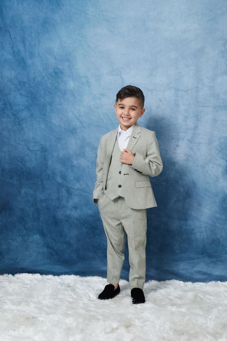 Jungen Leinenanzug dreiteilig mit Kerbe Revers Smokings für Homecoming Uniform