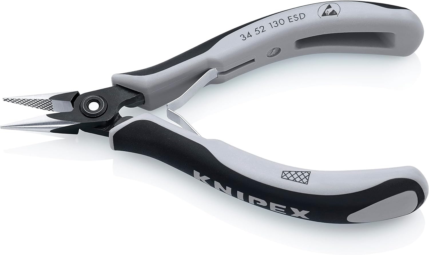 KNIPEX Alicate de precisión de montaje para electrónica ESD con mangos multicomponente 130 mm, 34 52 130 ESD