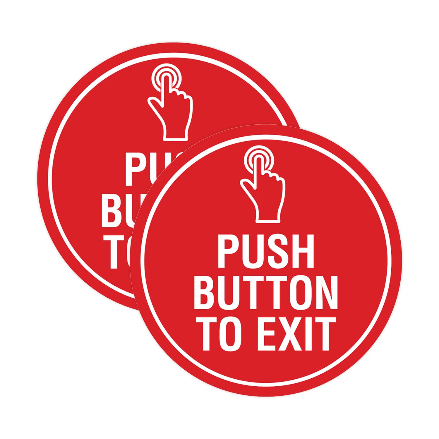 Signs ByLITA Circle Push Button To Exit Sign (Red) - Medium (2 Pack)