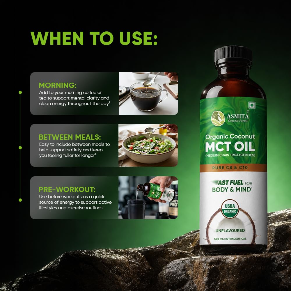 MCT Oil 500ml | Pure C8 & C10 | Keto & Paleo Friendly | Organic | Sourced from Coconuts | Unflavored Oil that helps Supports Brain Function & Instant Energy | Pack of 1 — Amazon image 8