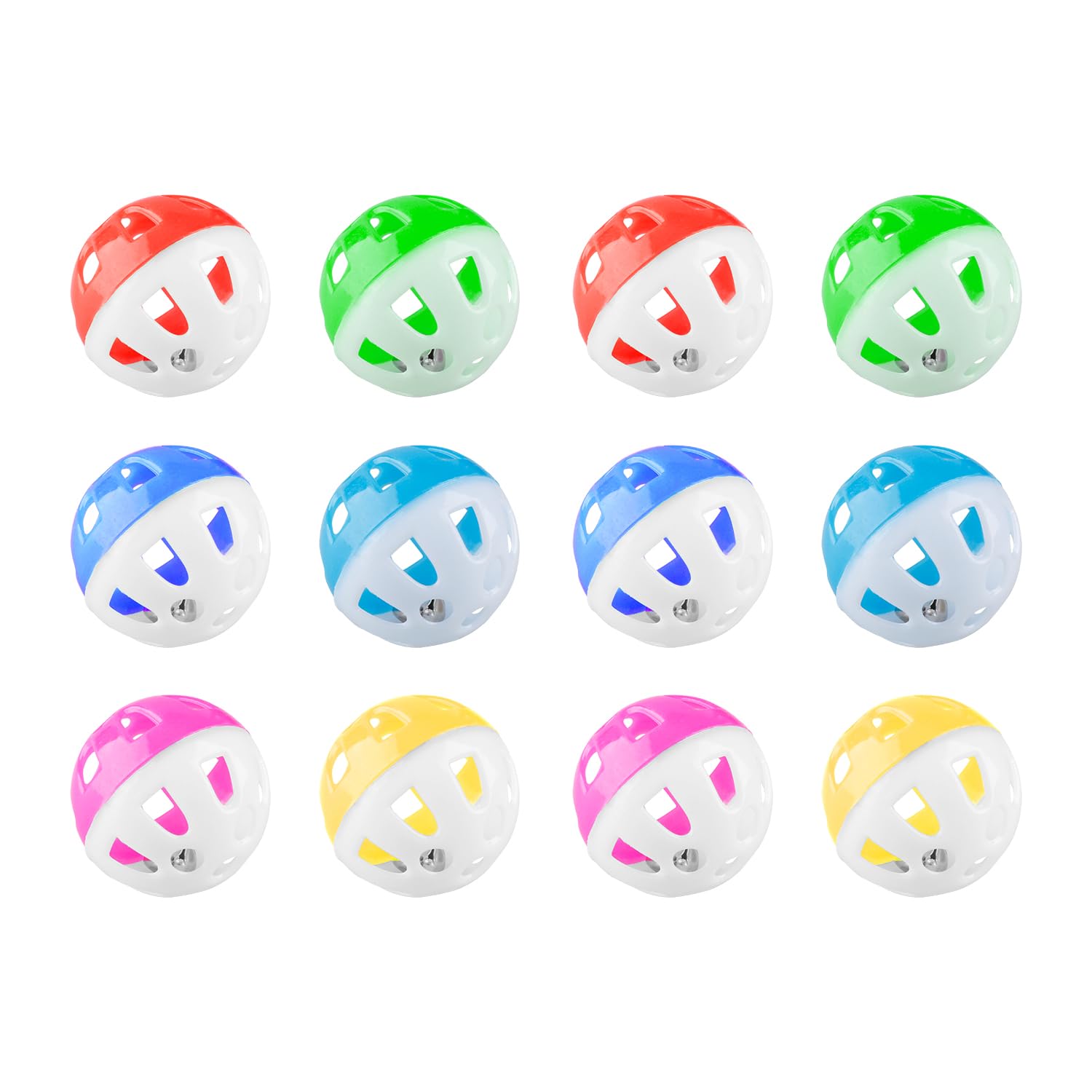 Tabanzhe Jingle Cat Bell Ball - 12PCS Interactive Play Toys for Indoor Training (Random Color)