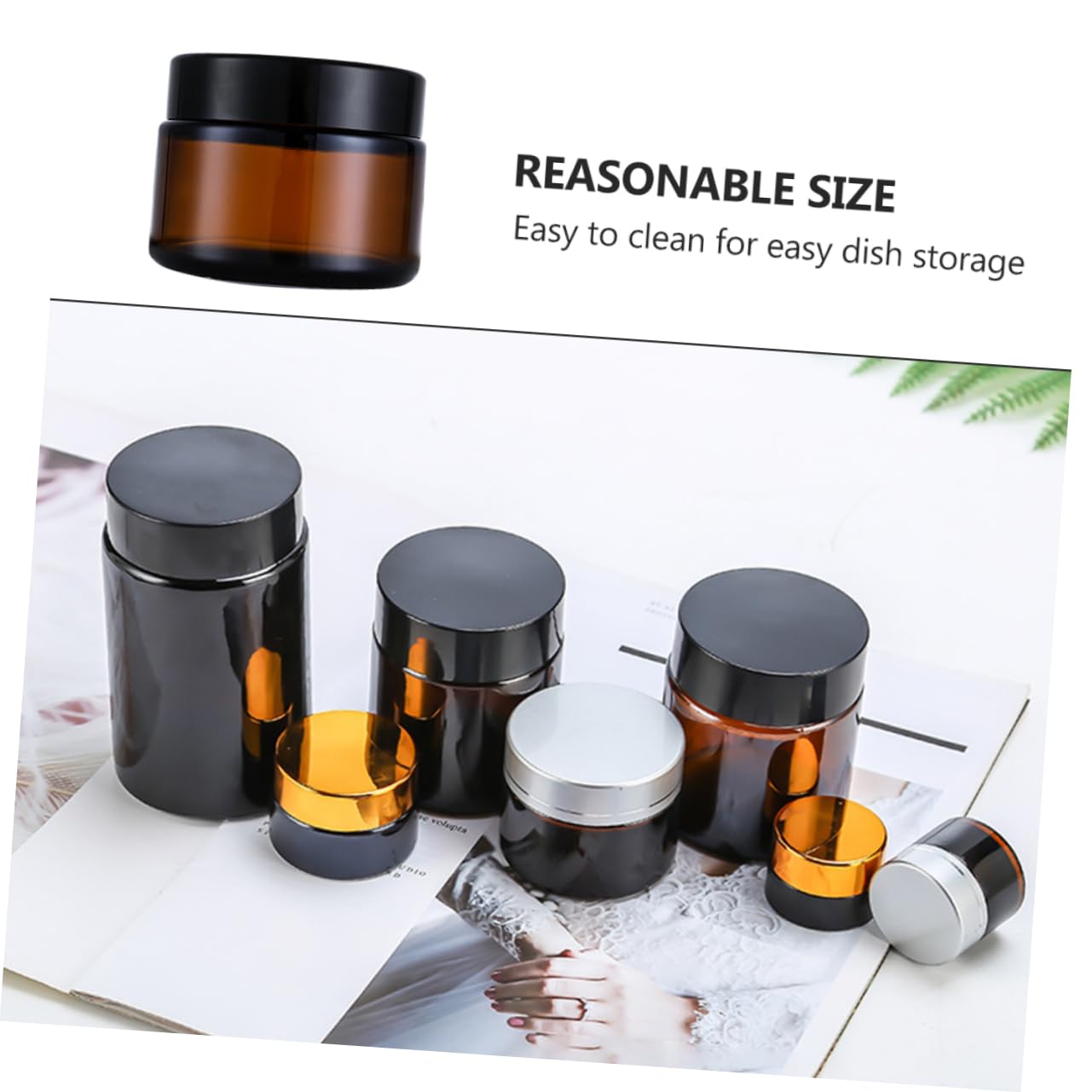 Barattoli Cosmetici in Vetro 20g Marrone, Set da 15 Pezzi