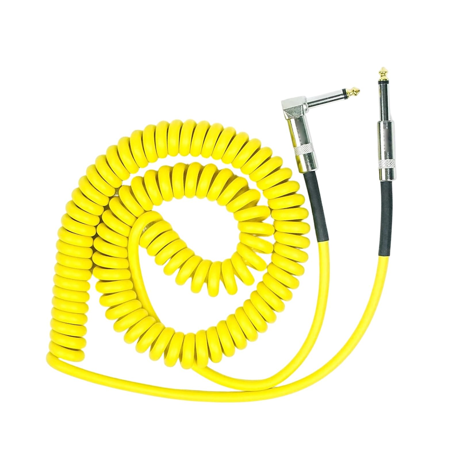 Cable De Audio Para Guitarra Cable De Instrumento En Espiral Línea Recta/ángulo Antiruido 6,35mm Bajo Guitarra Universal 10M(YELLOW)