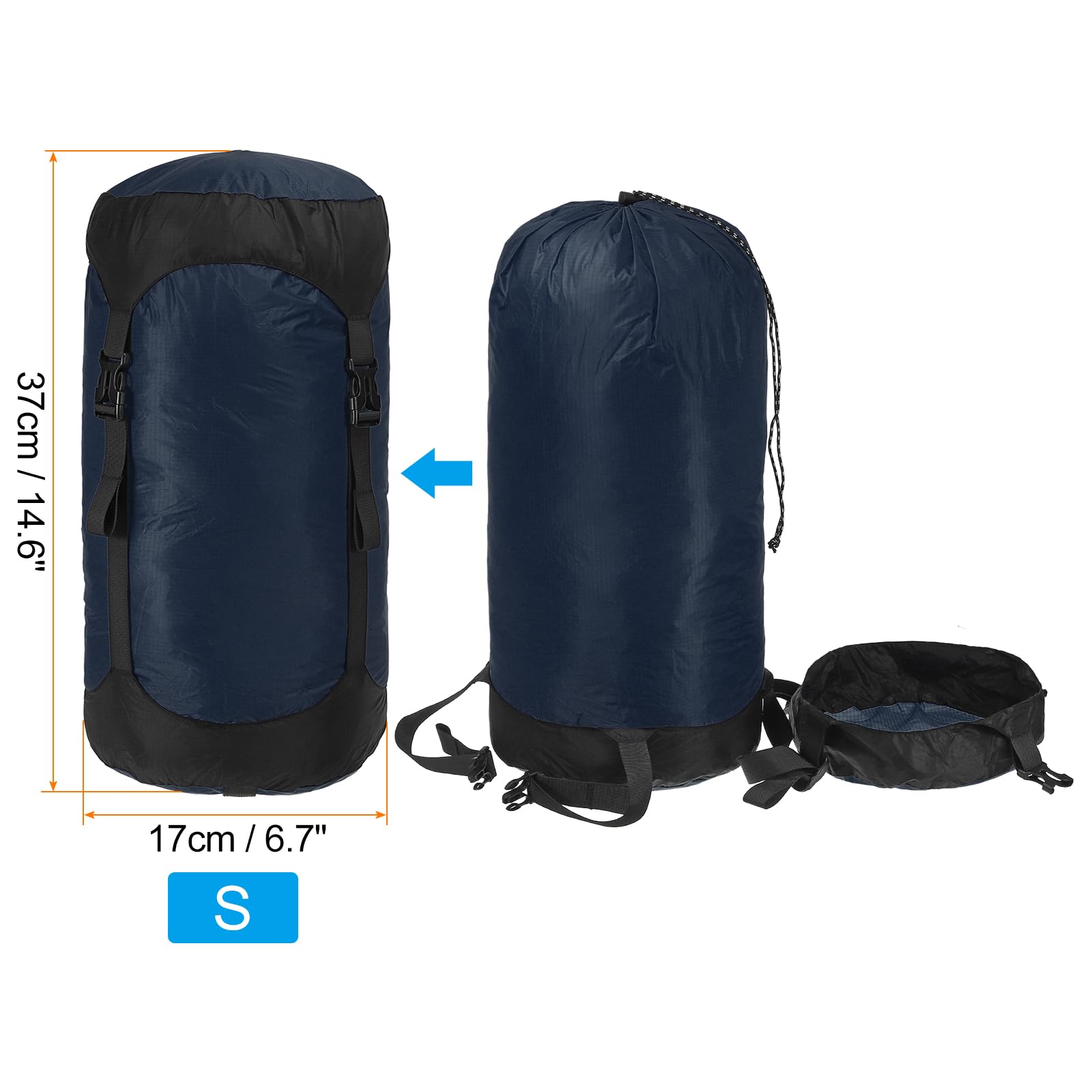 PATIKIL Compression Stuff Sack, 8L Waterproof Sleeping Bag Lightweight Compression Storage Sack for Backpacking Camping, Dark Blue