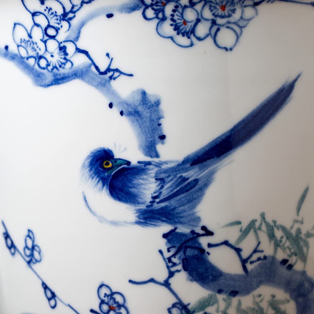 Doniczka ceramiczna Chińskie orientalne niebiesko-białe ceramiczne doniczki doniczkowe do wnętrz z porcelanowym spodkiem do ogrodu i wewnątrz, doniczka Chinoiserie