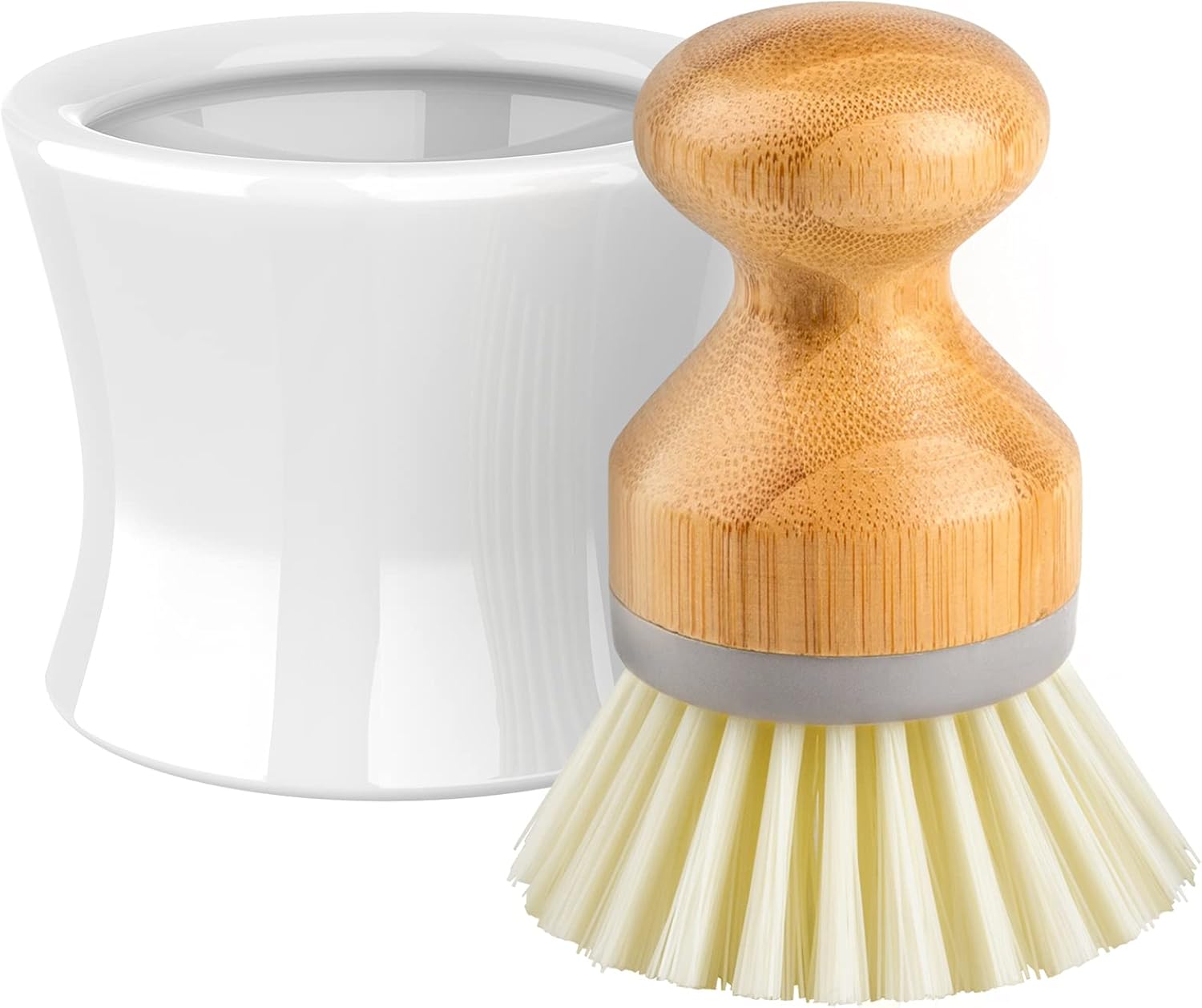 MR.SIGA Dish Soap Dispenser & Holder, Bamboo Dish Brush with Soap Dispenser Set, Includes 4 Replaceable Sponges : Health & Household