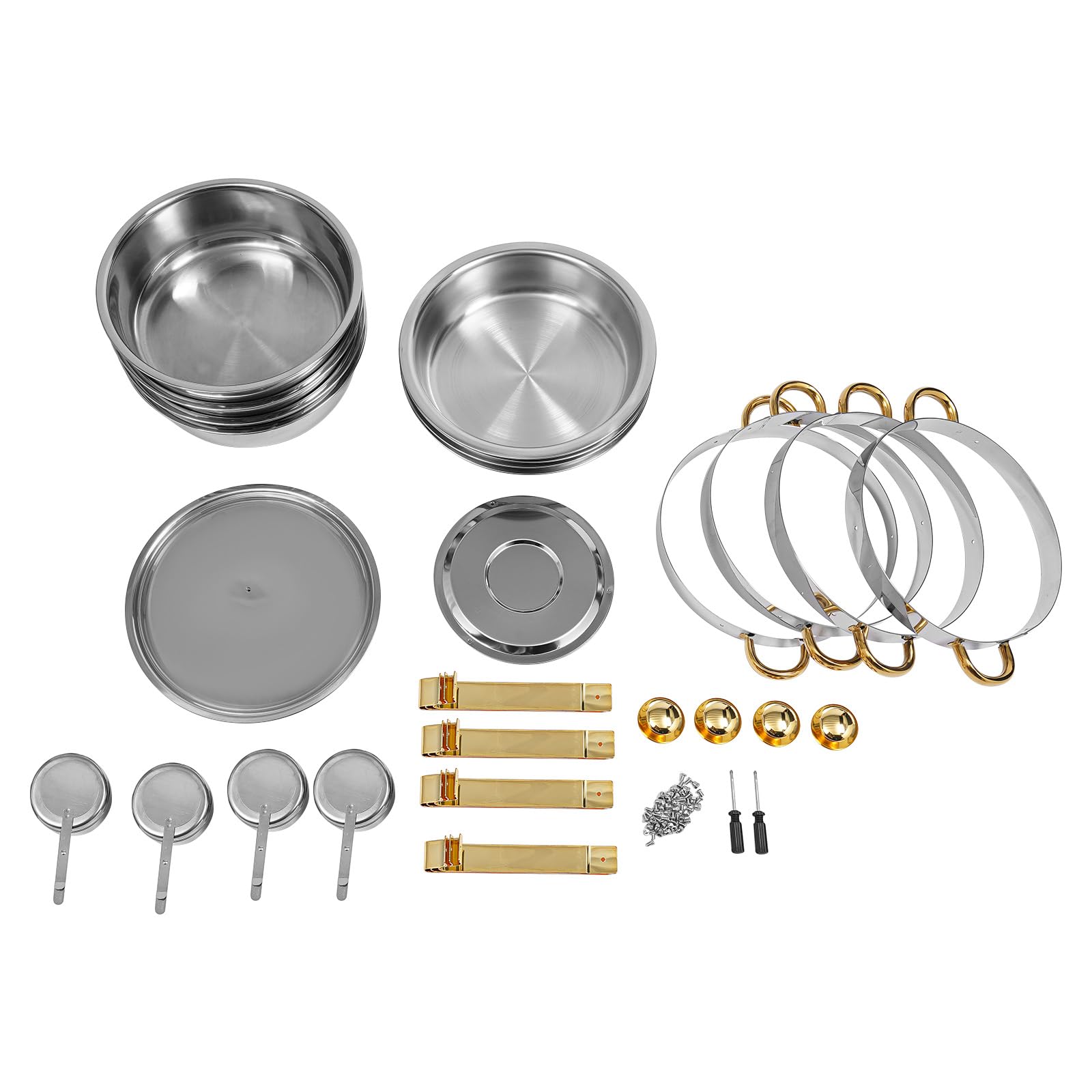 Chafing Dish Buffet Set da 4 pezzi rotondi Chafing Dish Set da 4,5 l scaldavivande in acciaio inox a buffet per catering, buffet e feste