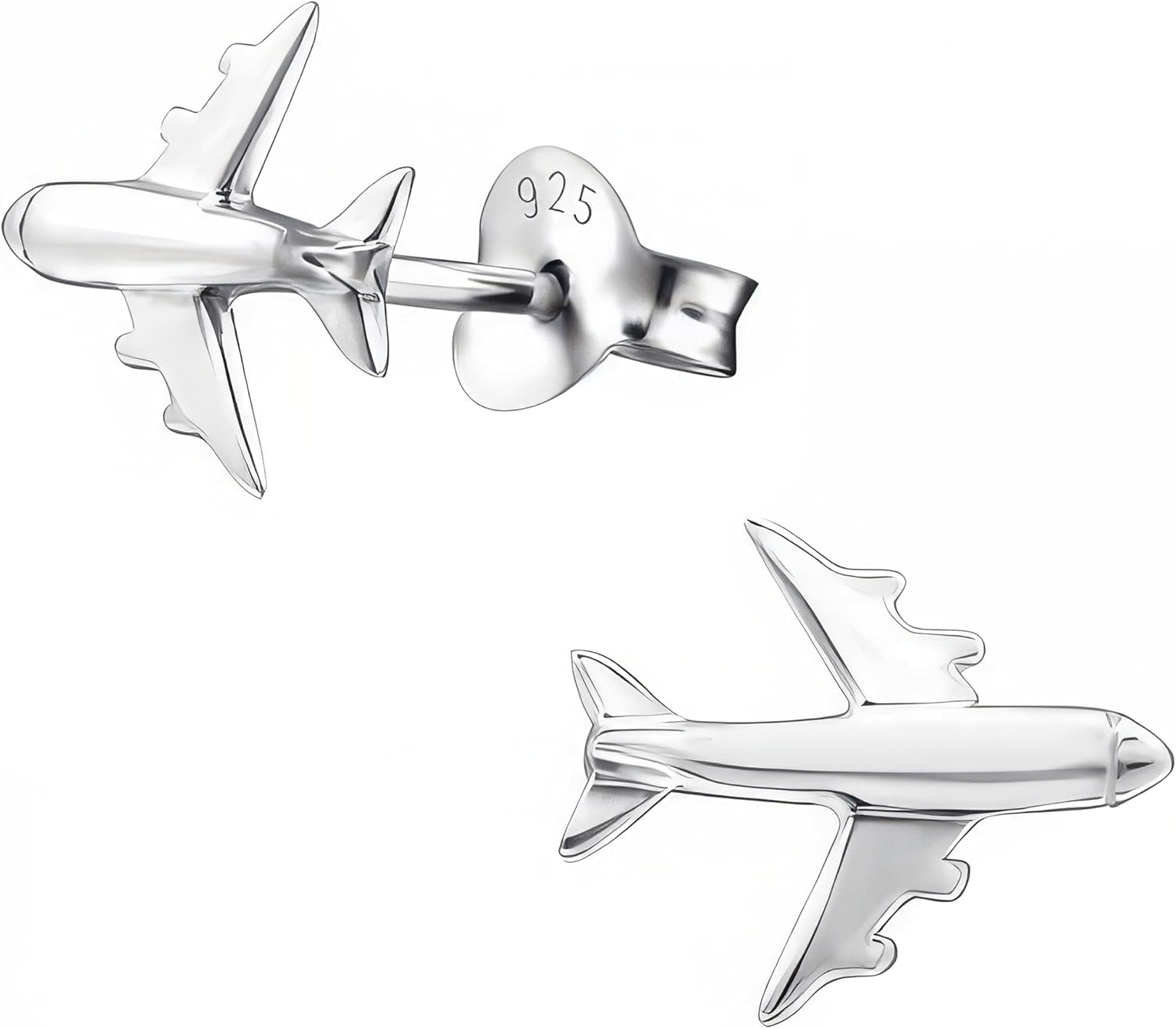 925 Sterling Silver Airplane Stud Earrings Travel Aviation-Theme Ultra-Tiny Cartilage Tragus Helix Second Ear Stackable Jewelry