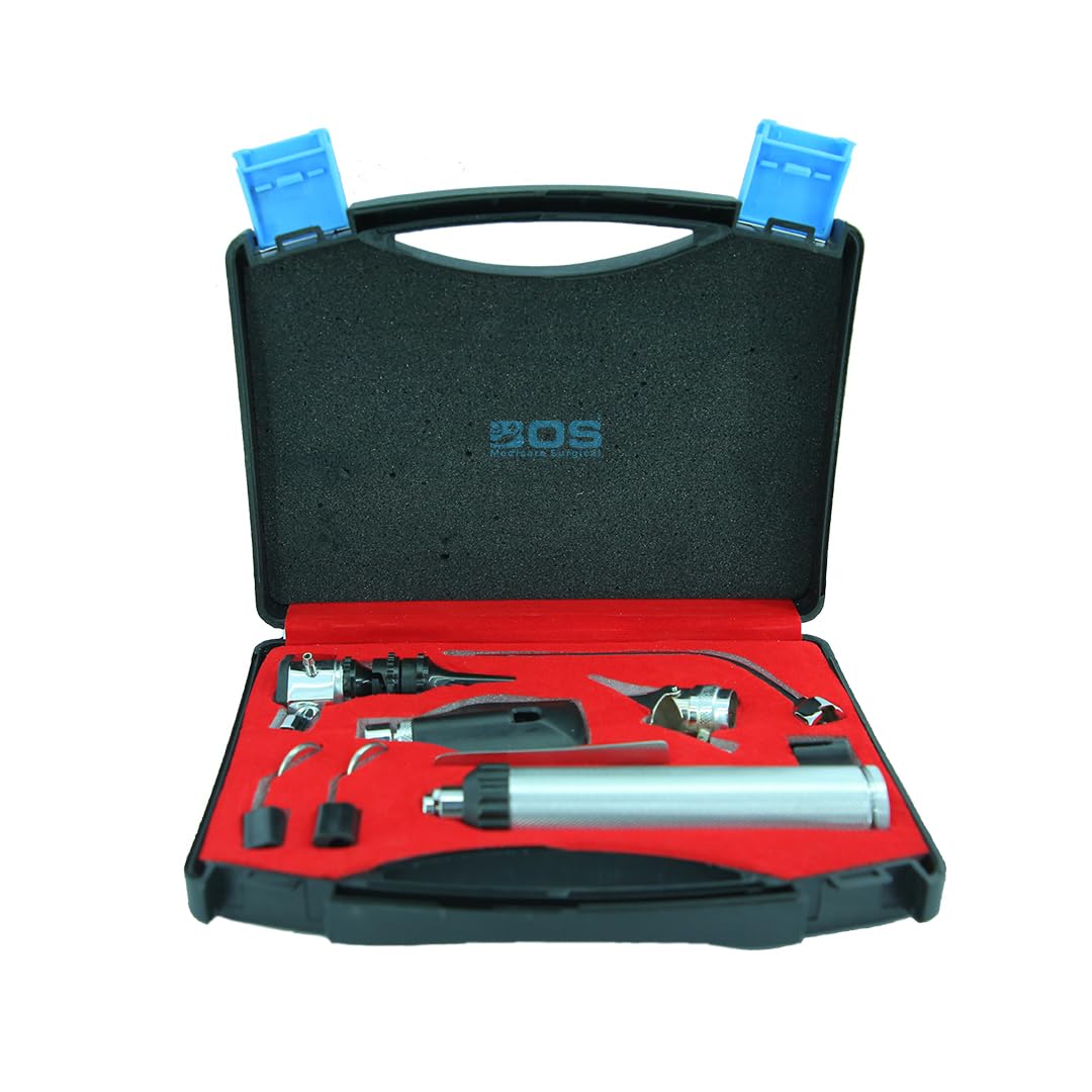 ENT Diagnostic Set | Otoscope, Ophthalmoscope, Nasal Speculum, More | Stainless Steel Instruments in Hard Case | Ear Nose Throat Check-Up Kit