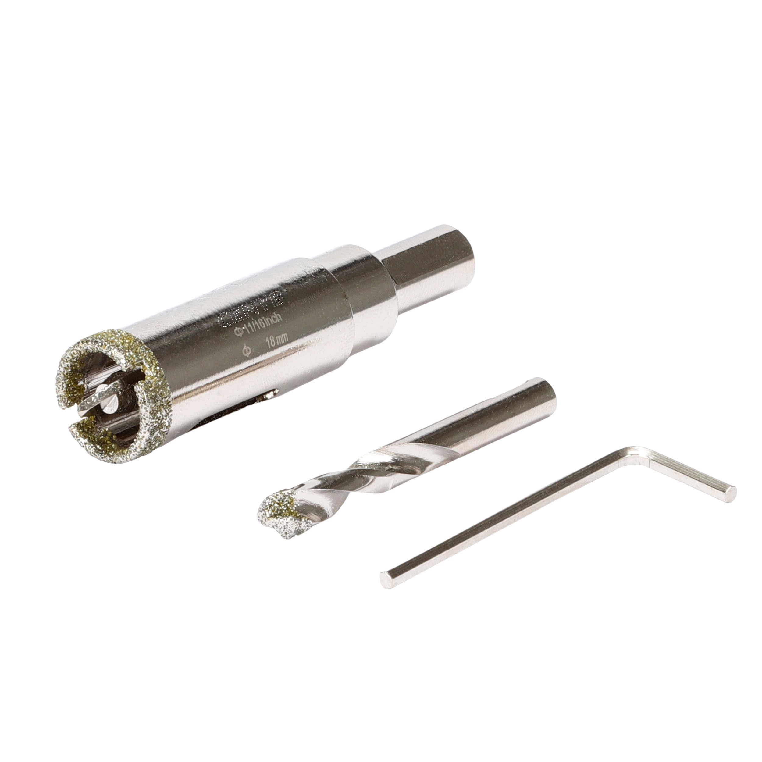 11/16inch | 18mm Diamond Hole Saw with Center Drill bit and Diamond-Coated Center Drill bit for Ceramic Glass Marble Fiberglass Granite and Porcelain