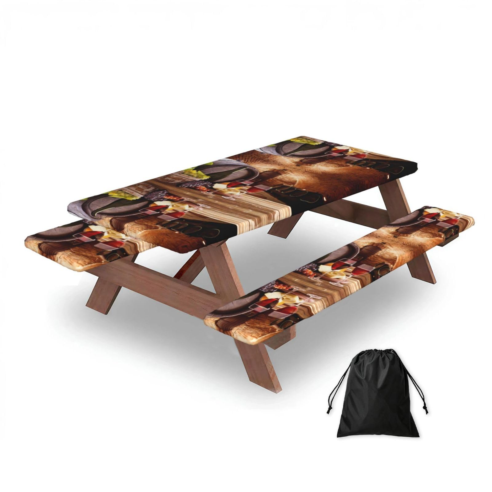 Zqytgfdc Black Red Wine Cellar Rectangular Water-Repellent Picnic Tablecloths, Outdoor Camping, Picnic, Bbq