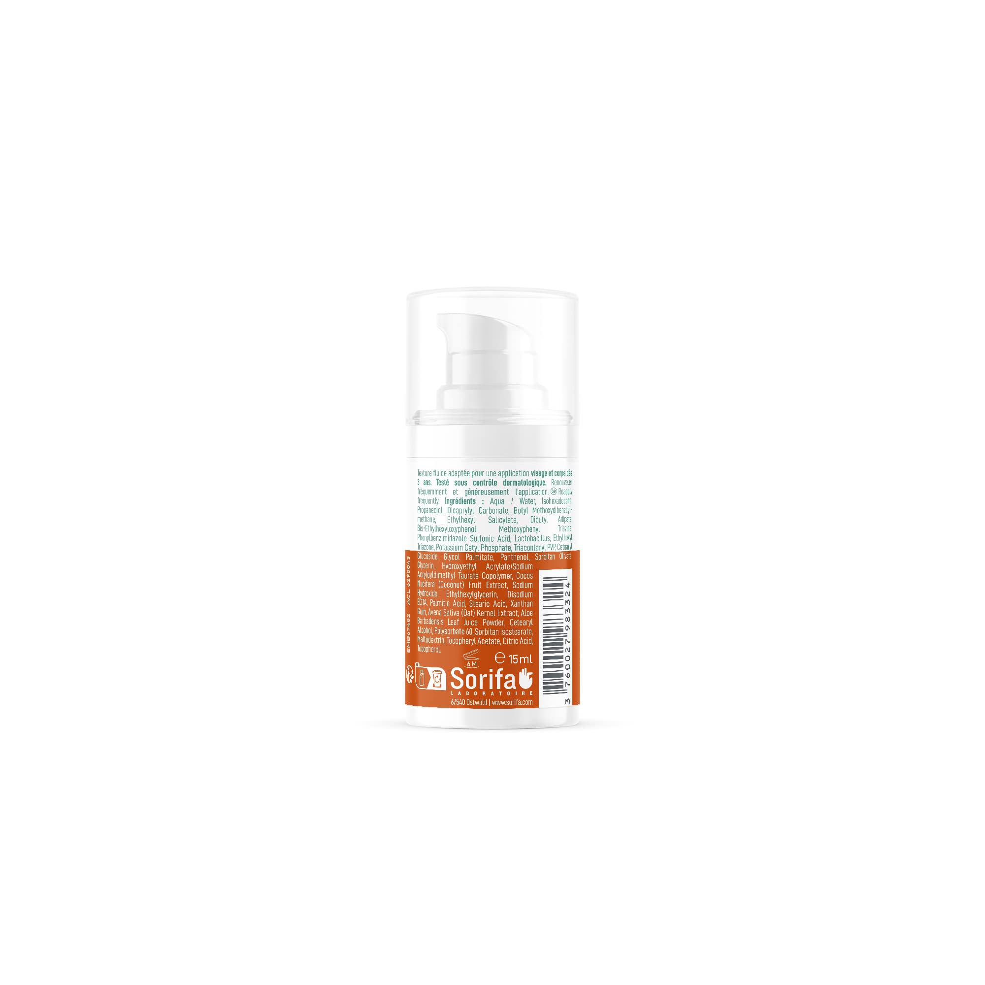 Juego de 6 Dermecran - Protector solar SPF50+ - Cara y cuerpo - Fórmula vegana, Ocean Friendly - Resistente al agua - A partir de 3 años - Fabricado en Francia - Tamaño de bolsillo de 15 ml