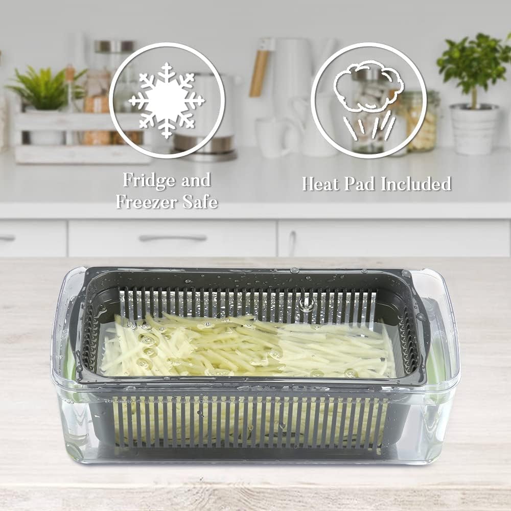 Mandolina per Verdure Professionale,Multifunzione Tritatutto Affettatrice Manuale,Taglia Verdure Cucina in Acciaio Inox per Patate,Carote,Cipolle(Bianco)