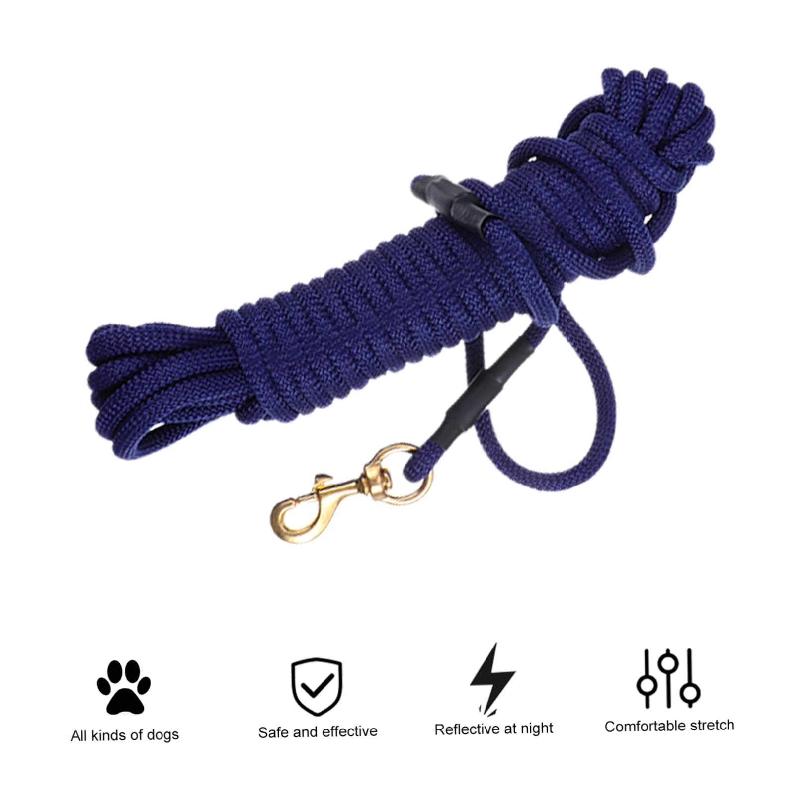 YARNOW Laisse Longue pour Chien en Polypropylène 10m, Bleu, Crochet, Résistante aux Morsures, pour Promenade et Dressage en Extérieur