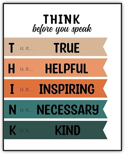 Kids Wall Art, Educational Quote, School Decor, Classroom Decor, Office Decor, Gift for Teacher, Inspirational Quote Think Before You Speak, 8"x10"
