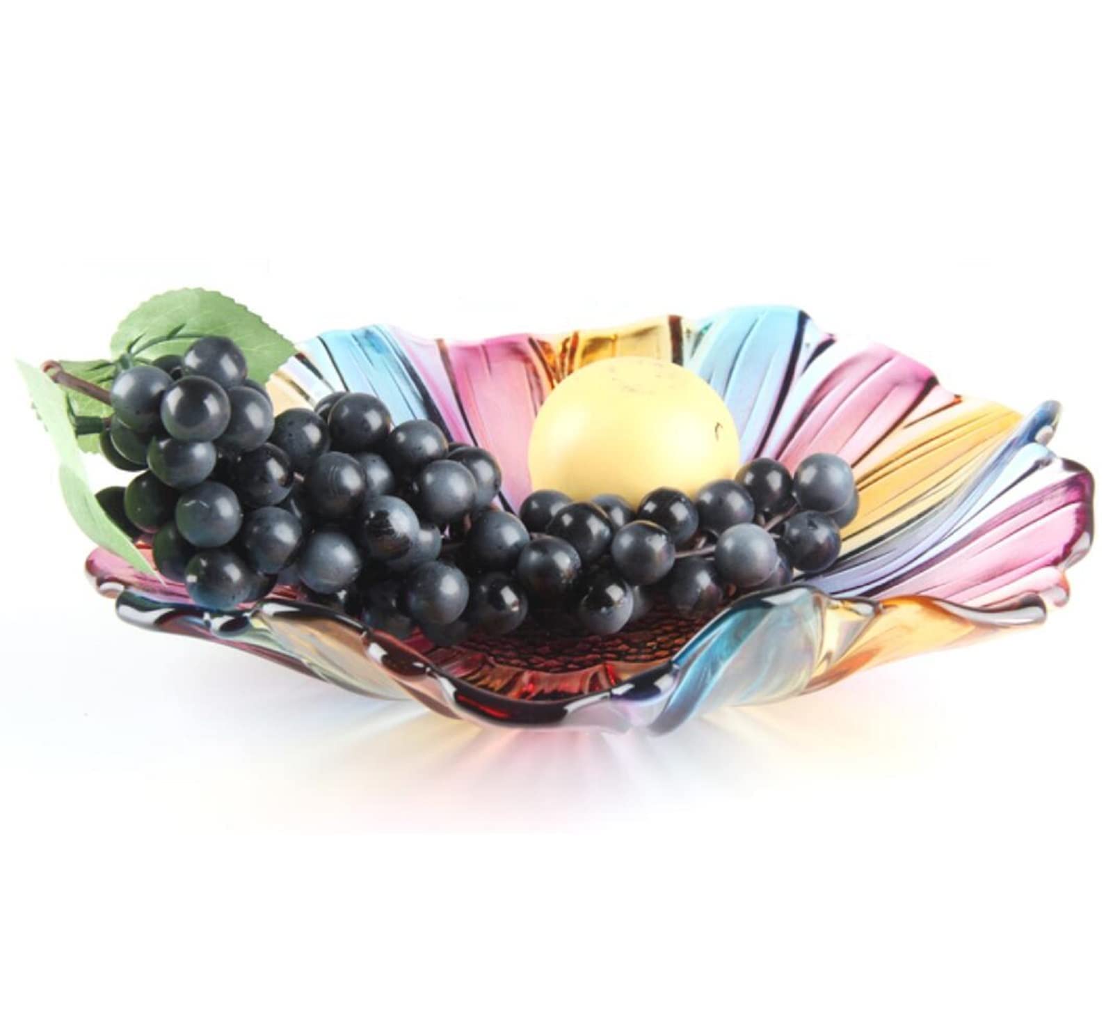 Ripiani Portafrutta Piatto Cesto Cristallo Coloratocon Coperchio Contenitori (Piatto di Frutta * 2, Barattolo di Caramelle * 2),A