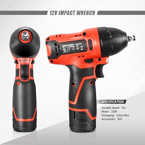 Miniatura 2 de DNA MOTORING TOOLS-00160 Llave de impacto inalámbrica, 38 pulgadas Chuck Max Torque 120Nm 12V Llave de impacto eléctrica con luz de trabajo LED,