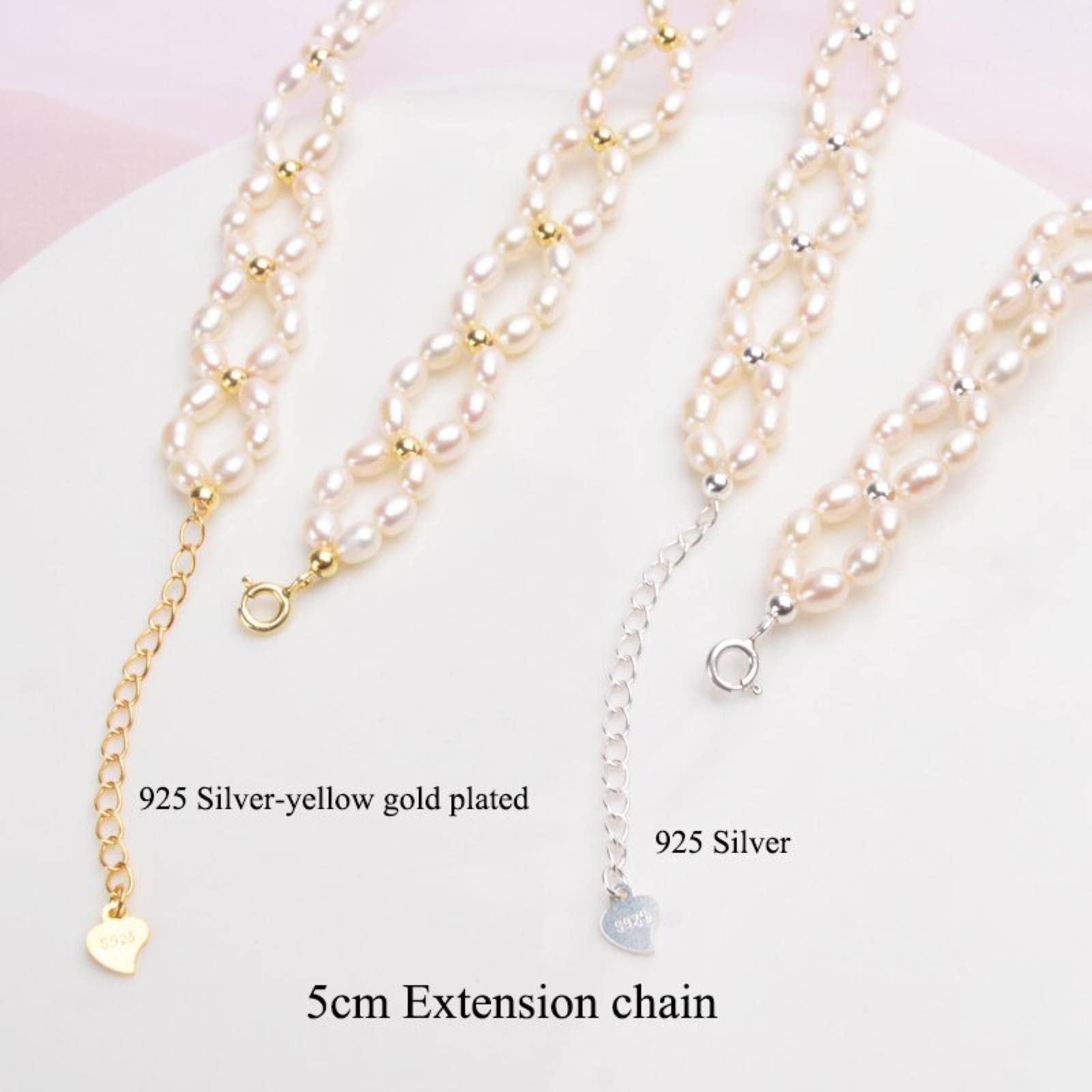 Gargantilla De Perlas Naturales, Collar De Plata De Ley 925, Joyería Para Mujeres, Perlas De Agua Dulce De 3-4mm