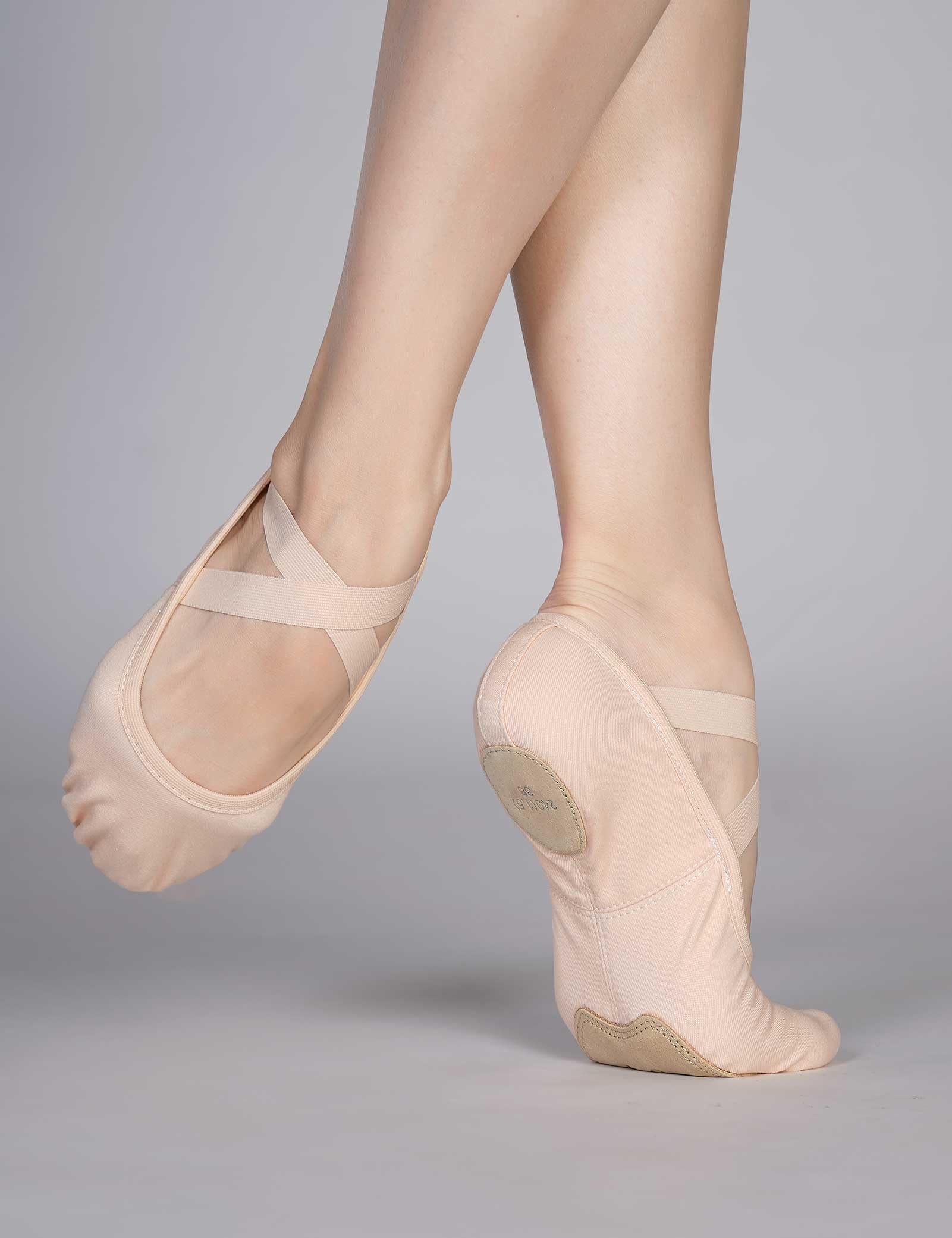 Dance Shoes for Girls Stretch Canvas Split Sole for Women Ballet Flats Soft Sole Light Pink