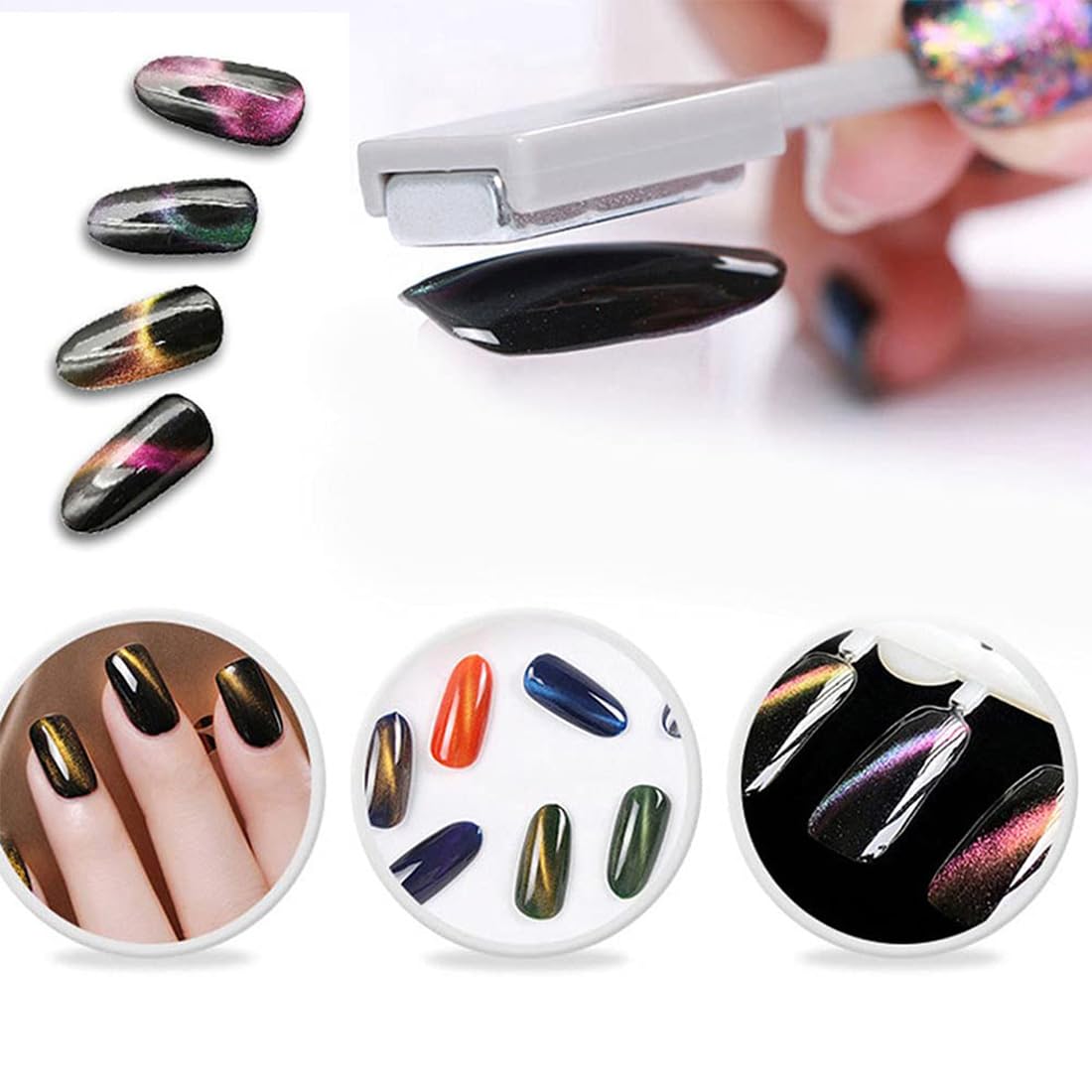 BLPRKOT Cat Eye 1.5 * 10 cm Magnetic Cat Eye Pen Nail Art Magnetic Stick Set for Nail Art DIY - Image 3