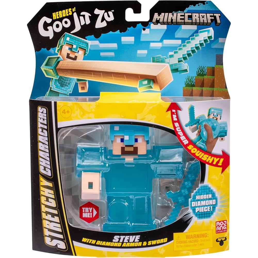 Bandai CO42766 Heroes de GOO JIT To Action Figure, Universe Minecraft, Steve, Fug and Crushe, Multi-Colour — image 1
