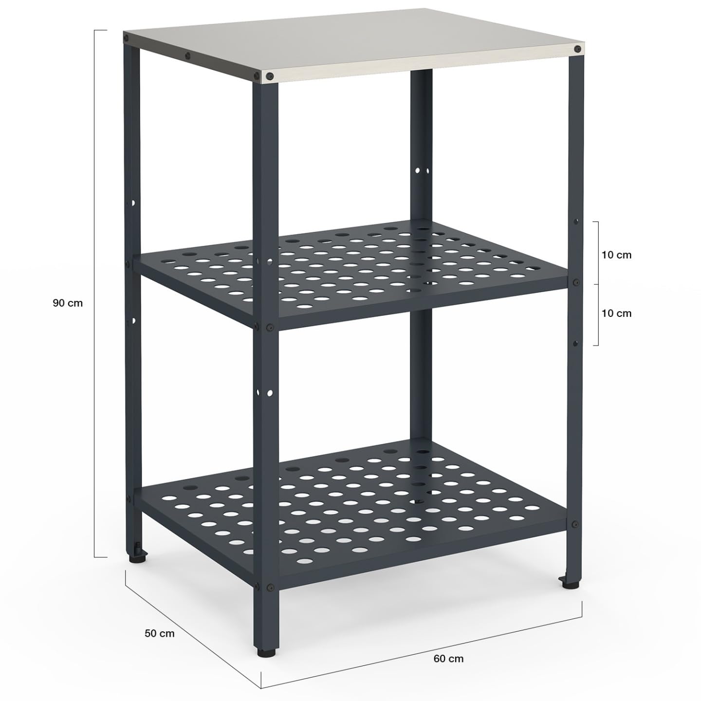 IDMarket - Meuble de Cuisine extérieure Pareo 2 étagères en Acier Gris Anthracite
