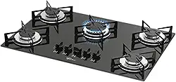 FISCHER COOKTOP À GÁS 5 BOCAS MESA VIDRO PRETA BIVOLT 1642-6985