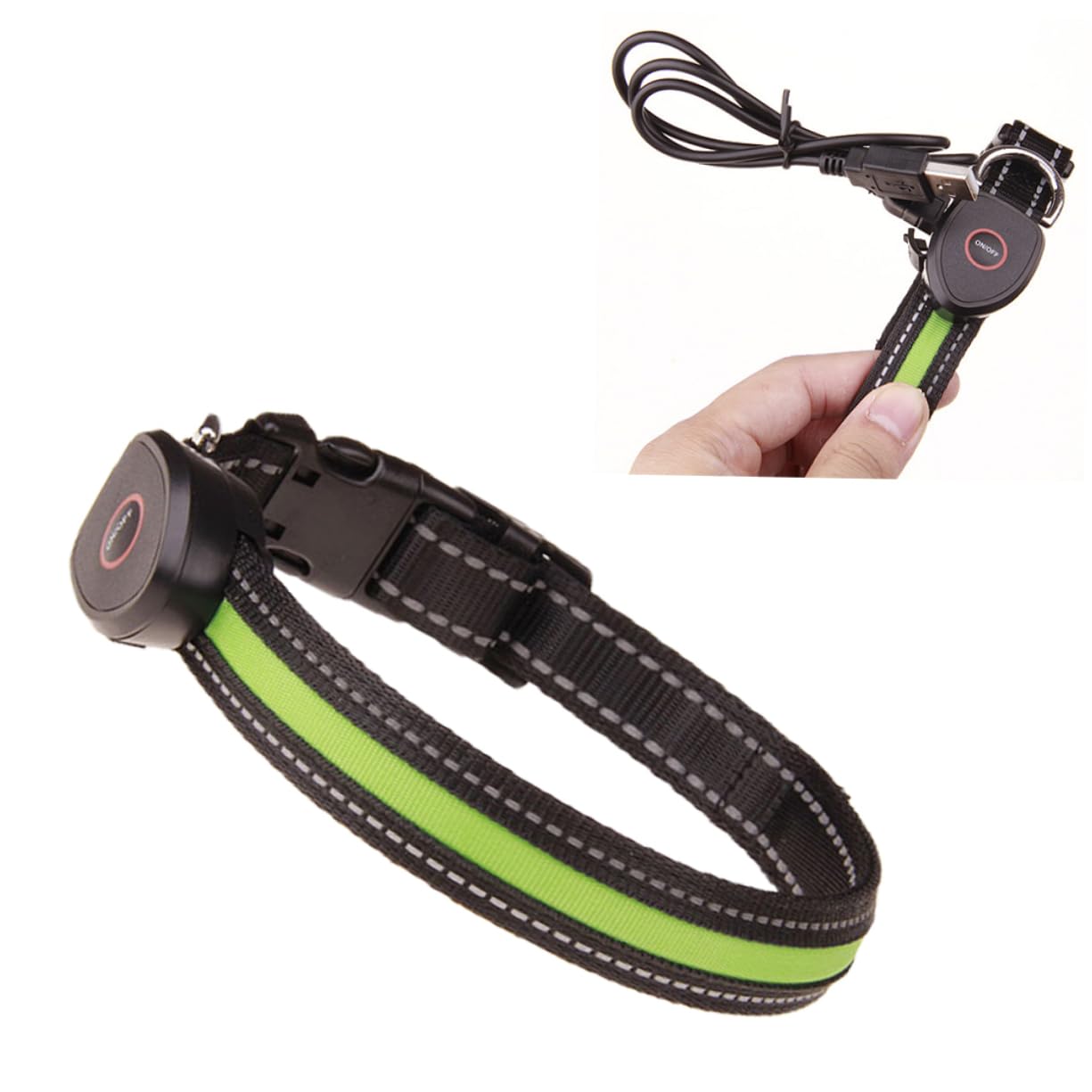 INOOMP 3 Piezas Collar Intermitente para Mascotas iluminar Collares para Perros Llevado Circular USB Cuello Iluminado con luz de Flash Anillo de Cadena