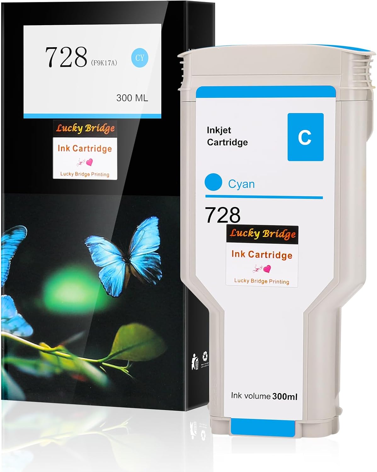 728 300ml x 1PK Cyan Ink cartridges F9K17A – Compatible Ink Cartridge Replacement for HP DesignJet T730 T830 Printers (1 C)-US