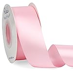 Ribbli Light Pink Double Faced Satin Ribbon,1-1/2 x Continuous 25 Yards,Use for Bows Bouquet,Gift Wrapping,Baby Shower,Floral Arrangement
