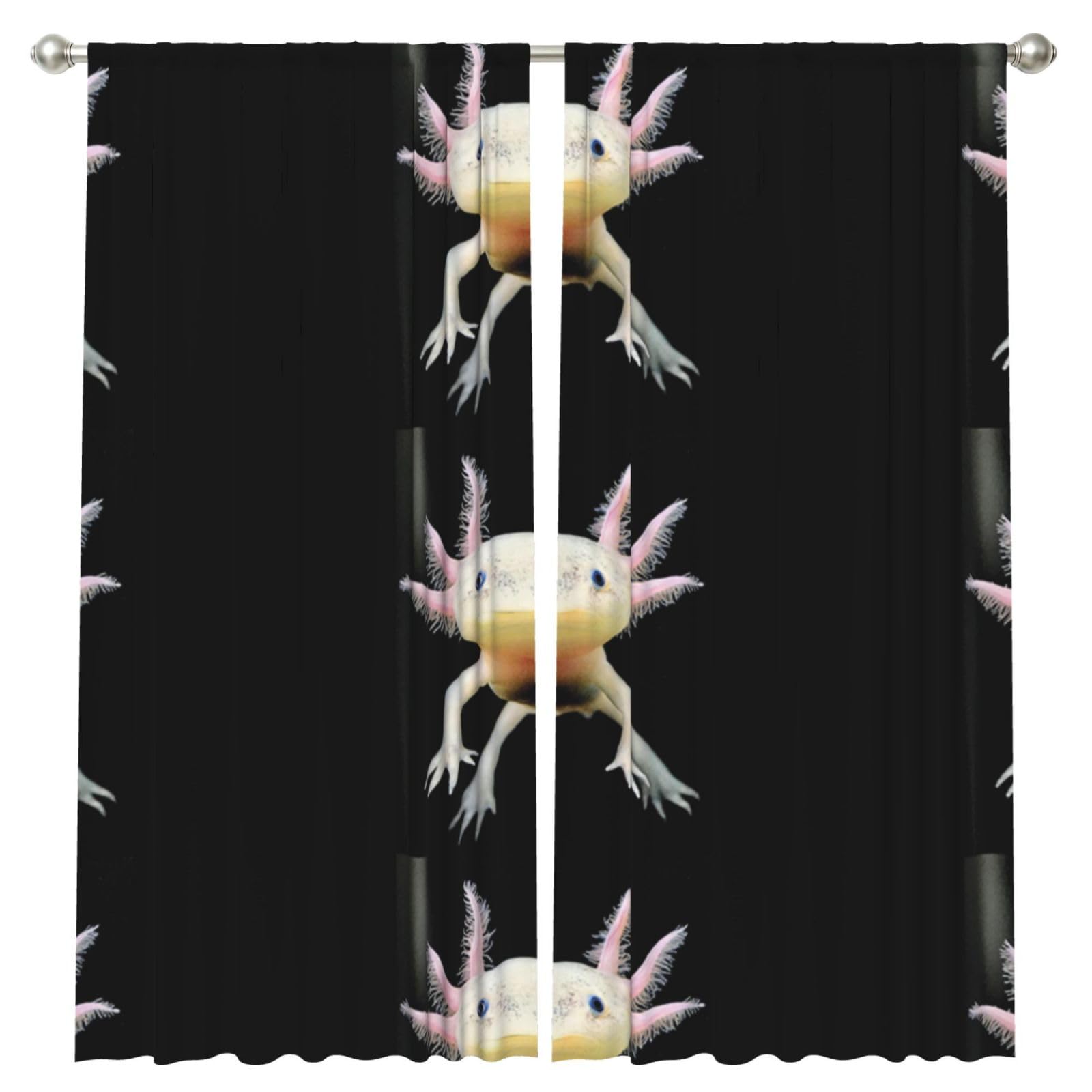 InOmak Axolotl Print, 2 Panels Window Curtains 52 x 84 Inch Blackout Curtains for Living Room Bedroom