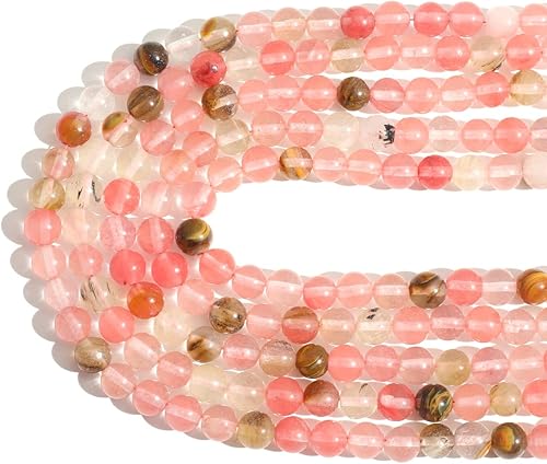 Miniatura 2 de Piedra natural de 0.315 pulgadas (0.315 in) de sandía y turmalina, cuentas redondas de cristal energético, piedras preciosas sueltas, cuentas lisas