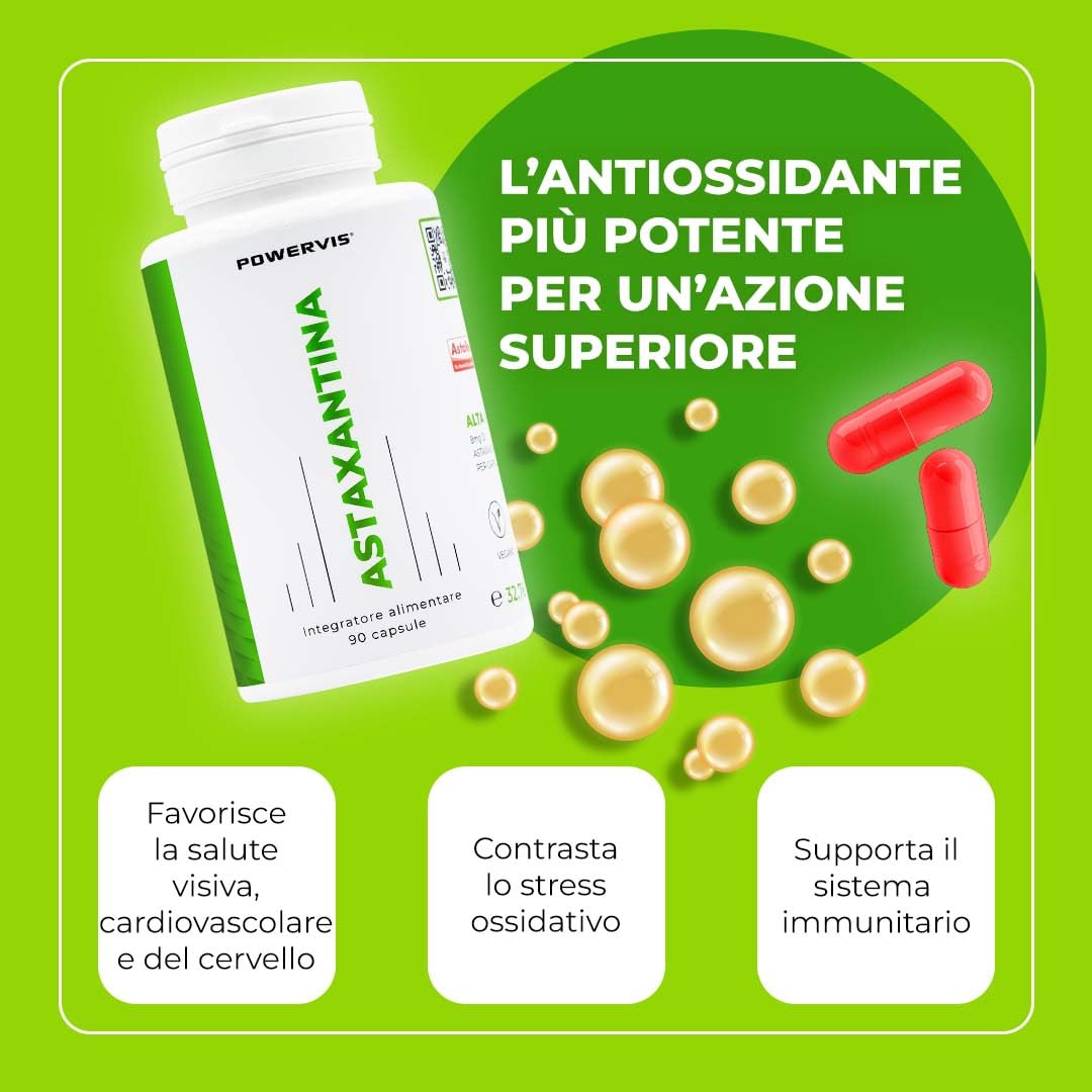 Astaxantina pura Certificata AstaReal® 8mg per capsula - 90 capsule (Scorta di 3 mesi) - Astaxantina naturale - Vegan - OGM free