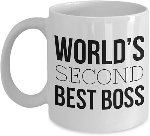 Miniatura 1 de Taza de café Aeiniwer The World's Second Best Boss  Funny Joke Cup to Work Manager 2nd Supervisor  Okayest  Funniest Ever Present