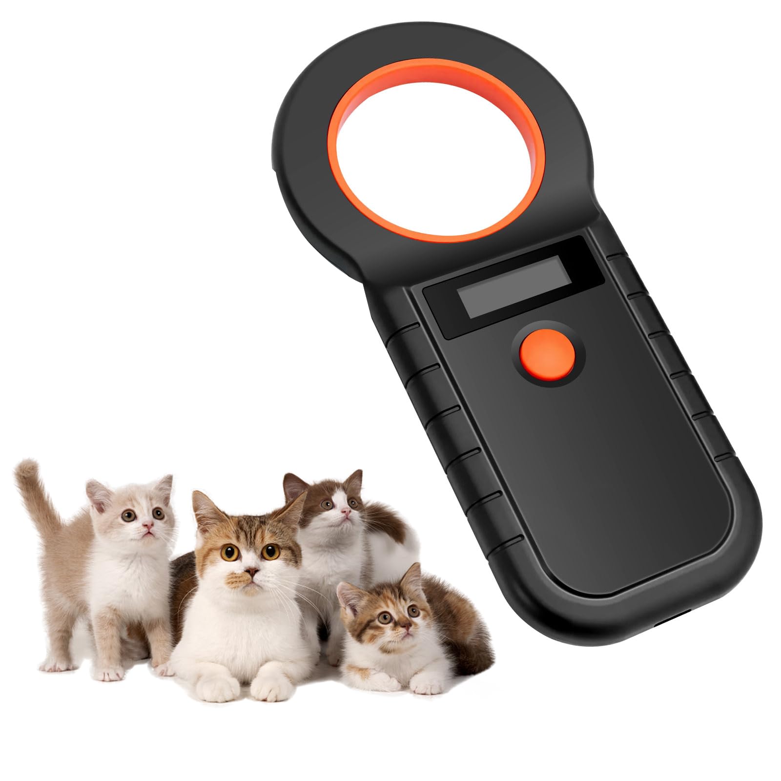 Lecteur de Puces pour Animaux, Lecteur Puce Animaux USB Rechargeable, Chatière à Puce électronique ISO11784/(85) FDX-B/EMID, Lecteur de puces électroniques pour Chiens/Chats(Rouge)