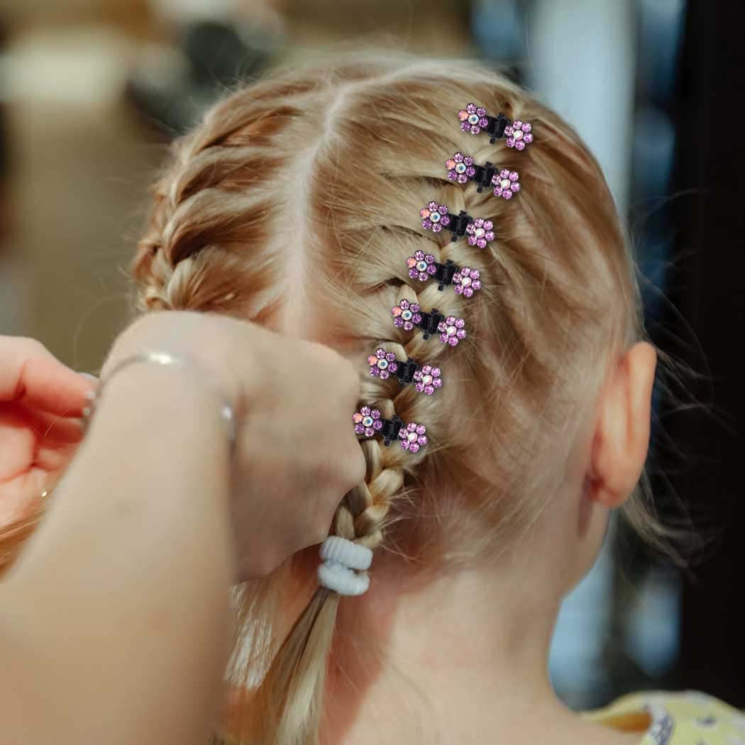 Glamifirsto 12 Mini Hair Claw Clips,Mini Hair Clips No-Slip Grip Jaw Clips Glitter Teeth Clips Rhinestone Hair Clips Metal Clamps Mix Colored Flower Hair Accessories for Women Girls 3